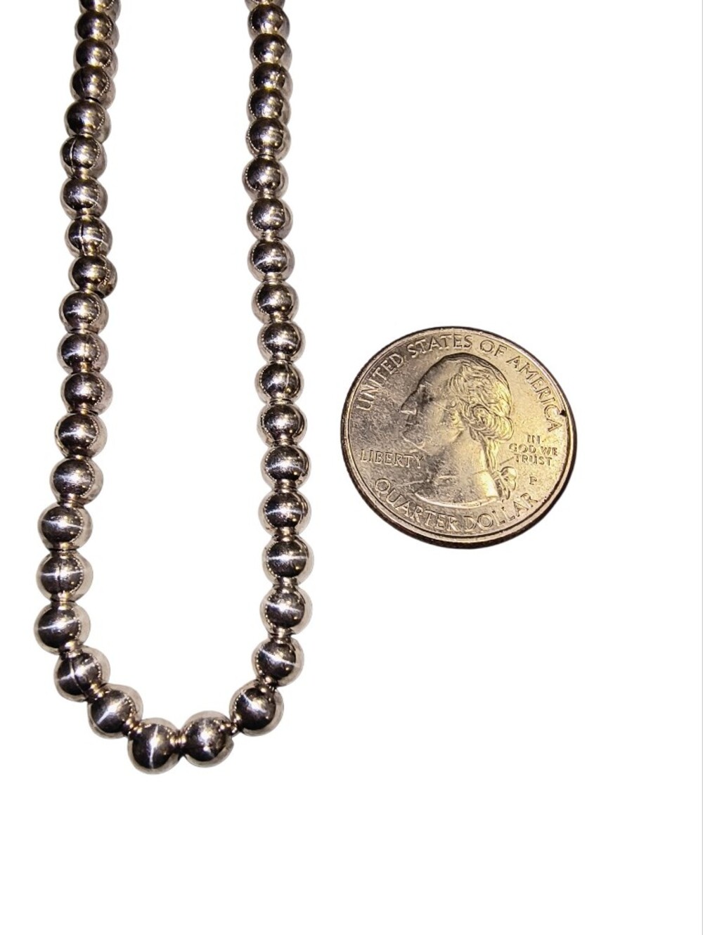 Heavy Sterling Silver Unisex Italy Beaded Chain Necklace 37 Grams - Picture 4 of 10